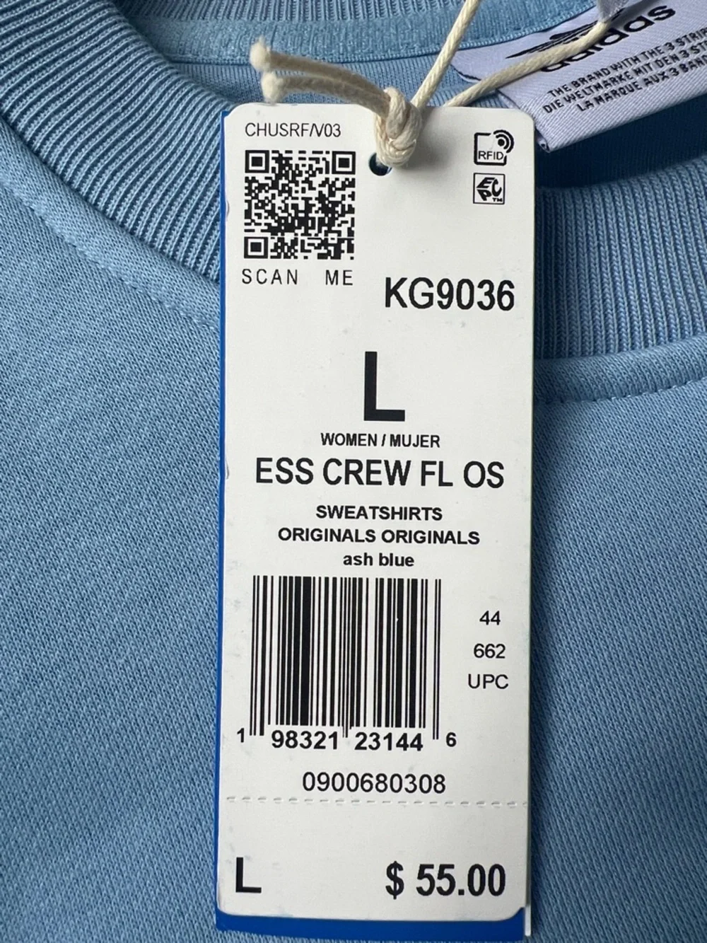 NWT! Women’s adidas Light Blue Crewneck Sweatshirt - Picture 3 of 4